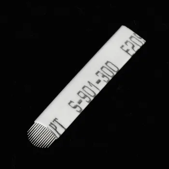50 adet 14 Pin U Şekli Microblading İğneler 14 Pins Dövme İğneler İçin Kavisli Mermanent Makyaj Kaş Kalem Makinesi Beyaz Agulha