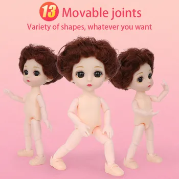 Adollya 16 cm Mini BJD Bebek Prenses Oyuncaklar Kız ıçin 13 Top Eklemli Döner Bebek Giysileri Ile Peruk Saç Makyaj En Iyi Hediye 1/12 Bebek