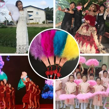 Kabarık Büyük Türkiye Tüy El Fan Lady Holding Dans Sahne Kaz Tüyü Hayranları Parti Düğün Sahne Ev Dekoratif Fanlar