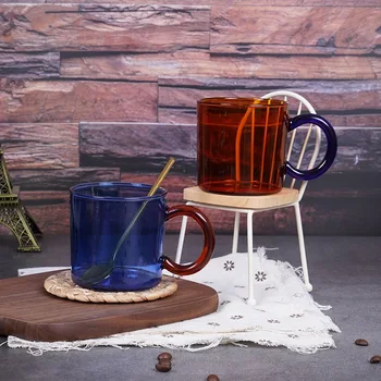 Renkli Cam kahve fincanı Yüksek Sıcaklığa Dayanıklı Cam Kupalar Yaratıcı İskandinav Ev Suyu Bardak Içme Suyu Cam Bardak 250 ml