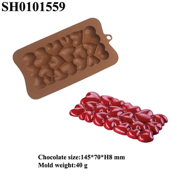 SHENHONG Çikolata Kalıpları Silikon Kalp Şeklinde Geometrik Doku Şeker Blok Kalıp Çocuk Sweety Pişirme Araçları Tatlı Bakeware
